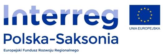 logo programu INTERREG Polska-Saksonia 2014 - 2010 z flagą Unii Europejskiej