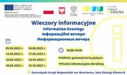  - Wieczory informacyjne Dolnośląskiego Urzędu Wojewódzkiego w dniach 9, 10, 16, 17, 23, 24, 30 i 31 maja w godzinach 16-18